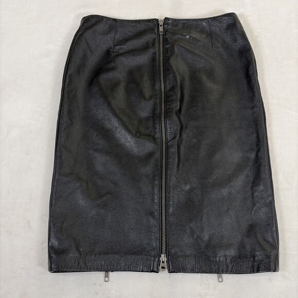 Danier Pencil Skirt Women’s 6 Black Leather, Lined, Triple Zippers Bnfts Charity - Picture 7 of 11